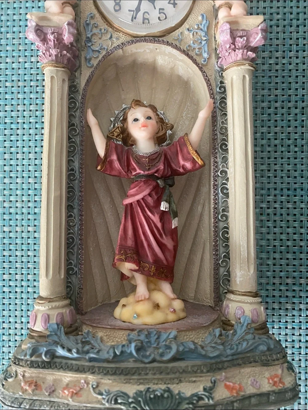 Ornate Burgundy Cherub Wall Clock by